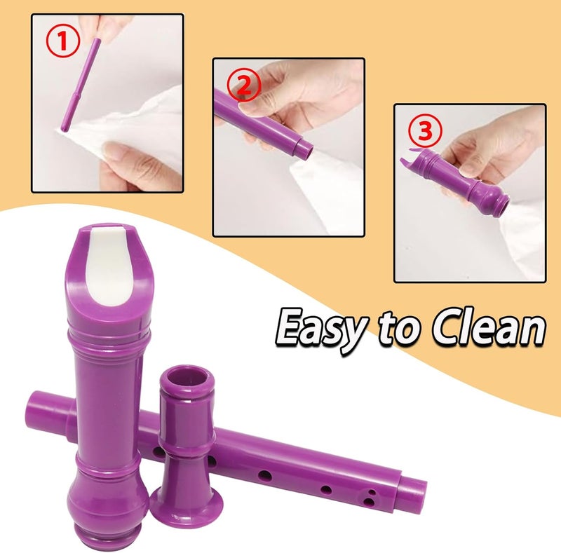 Funstreet Purple Soprano Recorder Instrument 8 Hole C Key Baroque Fingering Clarinet ABS Music Flute with Cleaning Rod and Storage Bag - Image 5